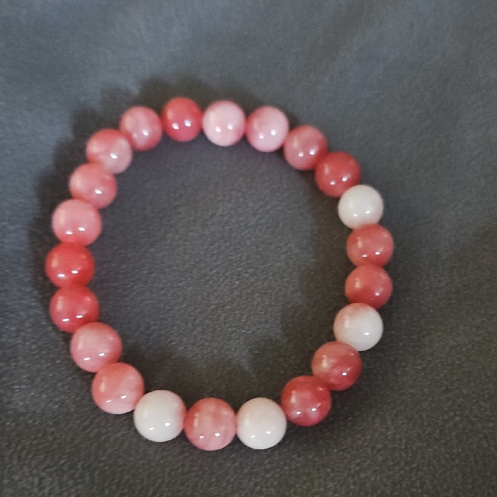 Rhodochrosite Pink Beaded Bracelet - 8 mm